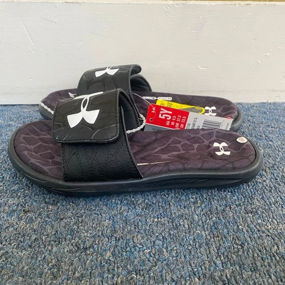 Under armour boys 5 youth brand new with tags comfort slides w/adjustable strap